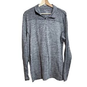 Swiss Tech gray heathered quarter zip men's pullover sweater L made in Jordan